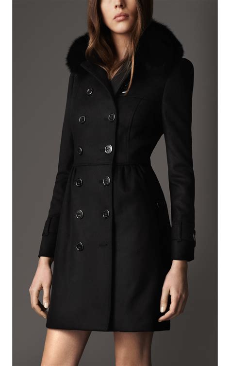 burberry coat black fur|burberry trench coat women long.